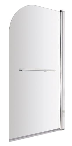 Image of Balterley 790 x 1430mm Bath Shower Screen, Round Corner Shower Screens for Baths with Towel Rail, 6mm Toughened Safety Bath Door Screen, 180° Pivot Reversible Door Screens for Straight Baths (Chrome)