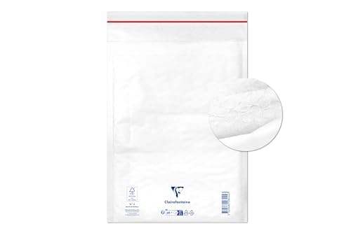 Image of Clairefontaine 7344C - Pack of 10 Padded Envelopes - Lined with Bubble Wrap - Size: 180x260 mm - 90g/m² - White Colour - Mailing - Manufactured in France