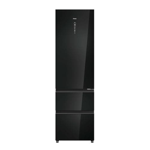 Image of Haier 3D 60 Series 7 HTW7620DNGB Wifi Connected 205cm No Frost Fridge Freezer - Obsidian Black Glass - D Rated