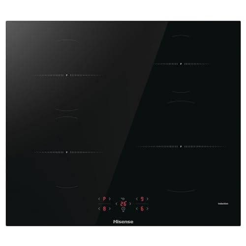 Image of Hisense HI6401BSC Built-in 60cm Induction Hob Ceramic Glass Panel, Child Lock, Touch control, Timer Function - Black 7200W, 595 x 54 x 520 mm (W x H x D)