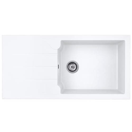 Image of Liquida LP10WH 1.0 Bowl Composite Reversible Inset White Kitchen Sink with Waste