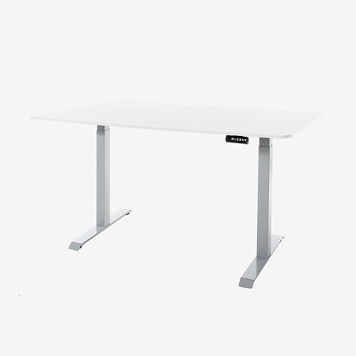 Image of desko V2 Adjustable Height Desk 160x80cm - Height Adjustable Desk with Dual Motor - Electric Standing Desk, for Home and Office Electric Desk (Grey Frame + White Desktop)