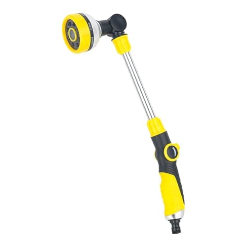 Image of smtfcty Watering Lance Garden Hose Pipe Spray Gun Long Handle with 8 Spray Patterns,180° Rotating Extended Spray Nozzle Hose Wand for Hanging Basket, Plants Lawns Watering, Pets Shower, Car Wash