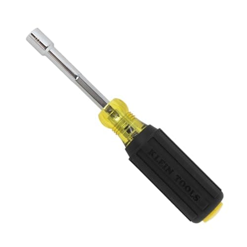 Image of Klein Tools 65413M Metric Color-Coded Nut Driver, Hollow-Shaft, Heavy-Duty 13 mm Hex, Pass-Through Design, 6-Point Socket, and Cushion-Grip Handle