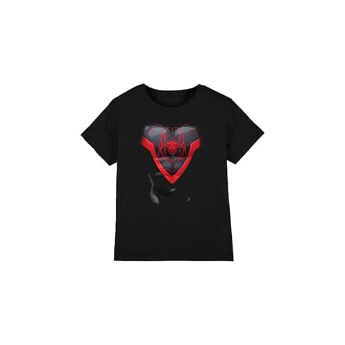 Image of Spiderman Boys Miles Morales Costume Unisex Kids T-Shirt, Black, 3-4 Years UK