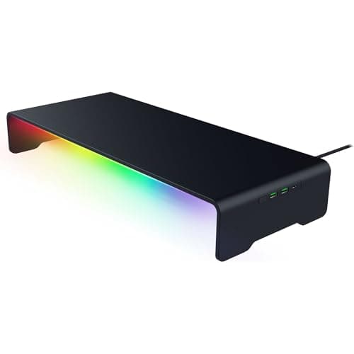 Image of Razer Monitor Stand Chroma - Aluminium monitor stand with 4-way USB-C hub with Chroma RGB (50cm x 21cm x 7.85cm, robust construction, 20 kg load capacity, ergonomic height) Black