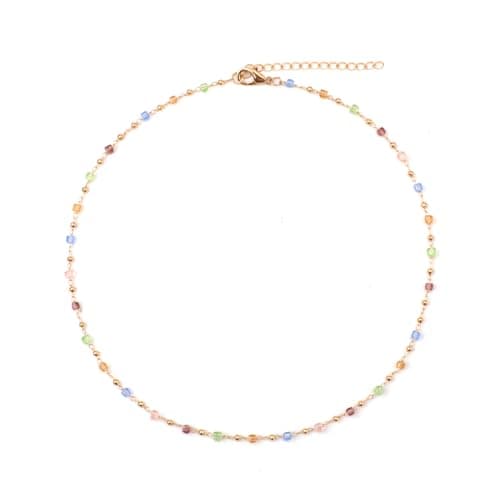 Image of XIHIRCD Boho Colorful Summer Beaded Cubic Crystal Bohemian Beads Aesthetic Necklace for Beach Party Prom Festival Accessory for Girls Women, 38 cm