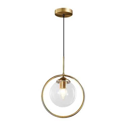 Image of MOSSODOR Ceiling Pendant Light Clear 30cm Pendant Light Industrial Ceiling Light E14 (Included) Bulb Base Matal Ring Light for Kitchen, Dining Room, Bedroom, Restaurant, bar