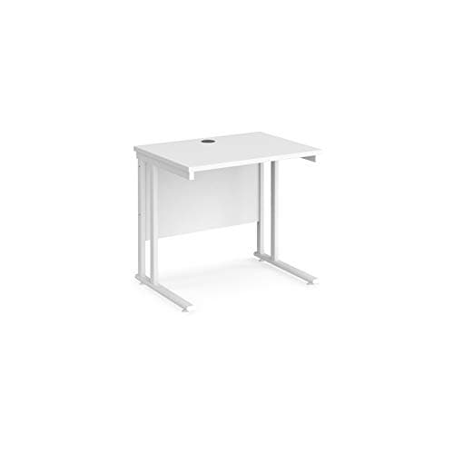 Image of Mr Office Maestro 25 straight desk 600mm deep - white cantilever leg, White, 800