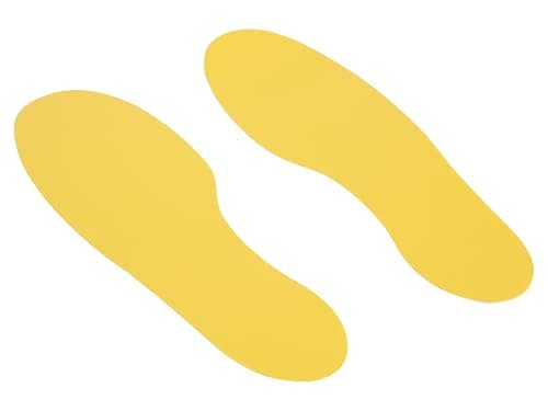 Image of Footprint Floor Stickers, 5 Pairs of 30 x 10 cm Yellow PVC Strong Adhesive Floor Signal Markers