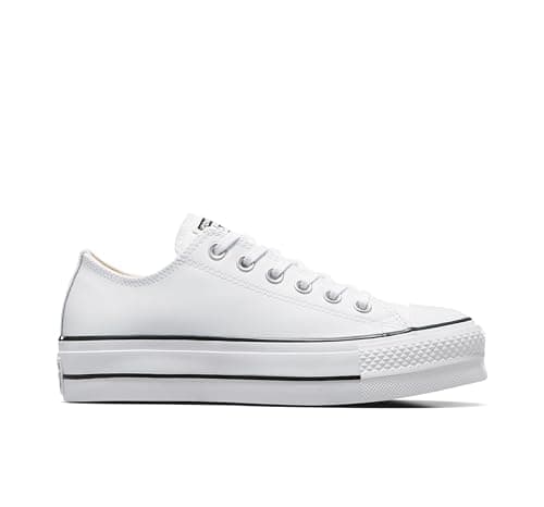 Image of Converse All Star Low Platform White Black Leather - 7 UK