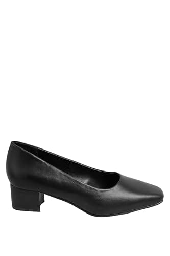 Image of Yours - Faux Leather Block Heel Court Shoes in Extra Wide Eee Fit - Women's Black