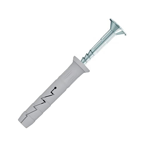 Image of M6 Hammer Type Solid Wall Fixings, 6x80mm Wall Plug and 3.9x85mm Hammer-in Screw, Hammerfix Nail in wall Anchors with Phillips Countersunk Head for Concrete, Stone, Brick, Hollow Block (100 pcs)