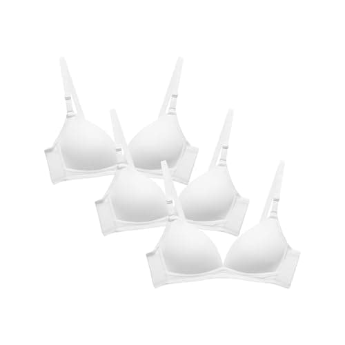 Image of BLOMDES 3 Pack Girls Bra,Preteen Girl Clothes Teenage Bras Adjustable White 32/70AB