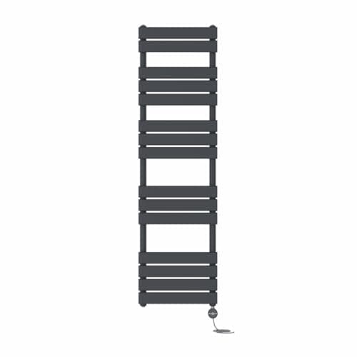 Image of NRG Prefilled Flat Panel Electric Heated Towel Rail Radiator Anthracite Thermostatic Bathroom Warmer with Touch Screen Display 1600x450mm - 800W
