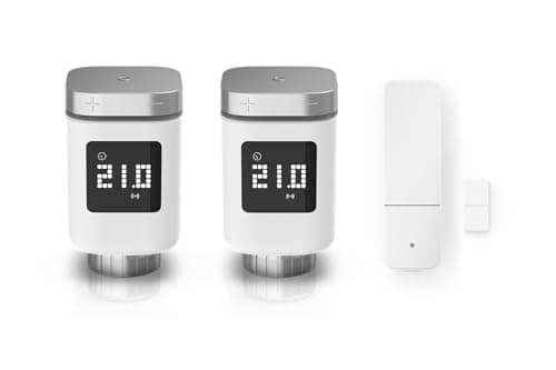Image of Bosch Smart Home Heating expansion kit, 2x radiator thermostat II, 1x door/window contact II, smart sensor for energy-efficient heating, compatible with Amazon Alexa, Apple HomeKit, Google Assistant
