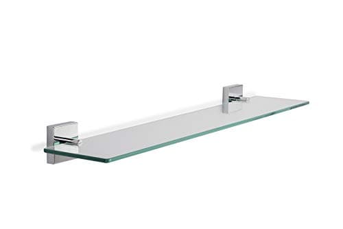 Image of Croydex QM441441 Flexi-Fix Chester Glass Shelf, Silver, 54 x 590 x 134mm