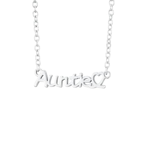 Image of Avotto Auntie Birthday Gifts for Women Girls, Adjustable Sterling Silver Name Necklace Gifts for Auntie Silver Necklace Gifts