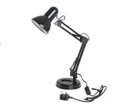 Image of homelife for easy living 35W Swing Poise Hobby Desk Lamp - Tilt/Swivel Head - 35cm Swing Arm - Max. Height 52cm - Weighted Base with Desk Tidy - Inline Switch - L945BK - Black
