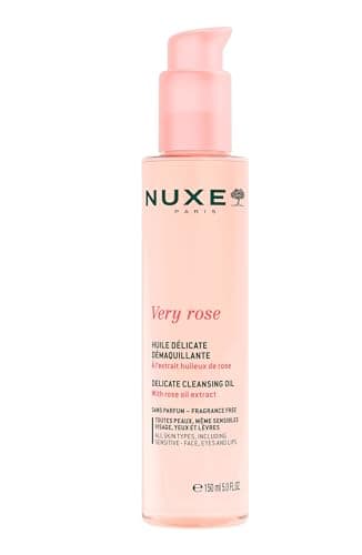 Image of Nuxe Very Rose Delicate Cleansing Oil 150ml, Gentle Makeup Remover, With Rose Oil Extract, 99% Natural-Origin Formula, Removes Waterproof Makeup, For Face, Eyes & Lips, Sensitive Skin Friendly