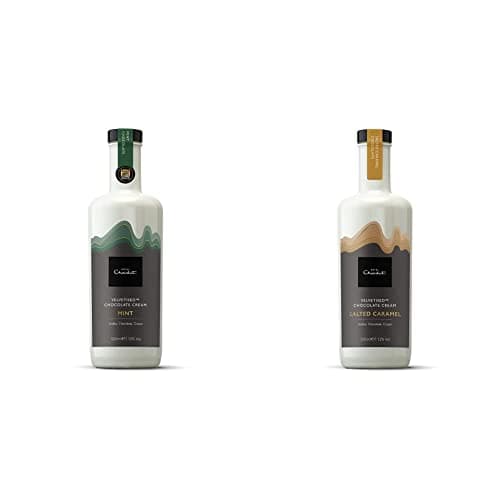 Image of Hotel Chocolat Mint Chocolate Velvetised Cream, 500ml & : Salted Caramel Chocolate Vodka, 500ml