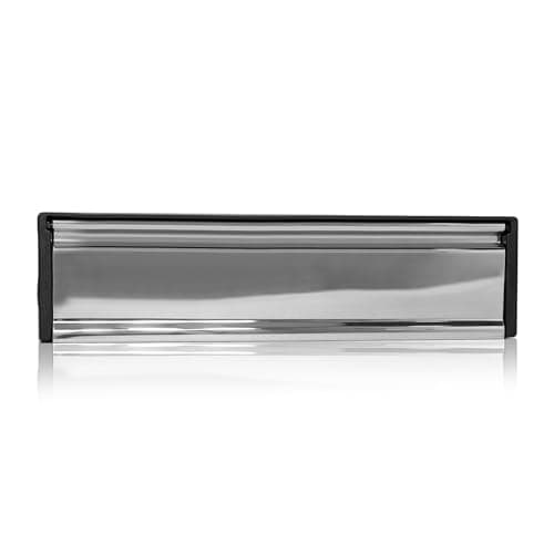 Image of Xfort MailPlate 12" Letterplate Polished Chrome, Premium Draught Proof Postal Letterbox, Telescopic Sleeved Letter Box for uPVC Doors with 20-40mm Door Thickness.