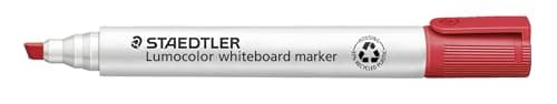 Image of STAEDTLER 351 B-2 Lumocolor Whiteboard Marker Chisel Tip -Red (Box of 10)