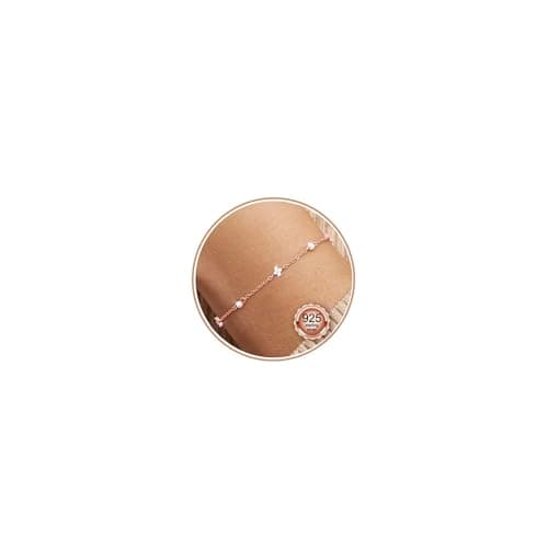 Image of LOLIAS Clove Rose Gold Bracelet for Women 925 Sterling Silver Dainty Link Chain Bracelets with Pearl Adjustable Women's Bracelet Rose Gold Jewellery for Women Ladies Girls