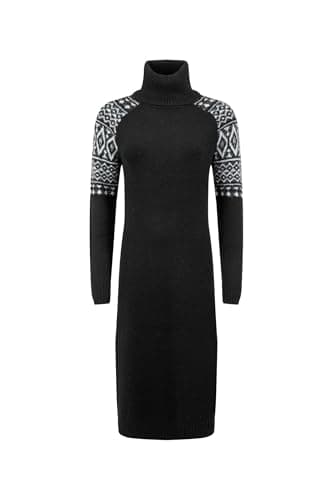 Image of Weird Fish Ezzie Fair Isle Roll Neck Knitted Dress Black Size 12