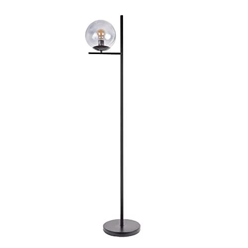 Image of MiniSun | Industrial Style Matt Black Metal Floor Lamp with a Smoked Glass Globe Shade | Floor Lamps & Torchieres, Home Décor & Improvement Essential | Includes 4W LED Bulb [2700K Warm White]