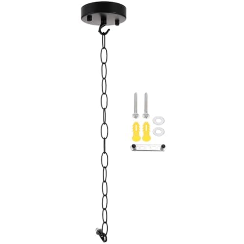 Image of Angoily 1 Set Heavy Duty Black Ceiling Canopy Plate with 50Cm Chain for Pendant Light Fixture and Home Decor (Black)