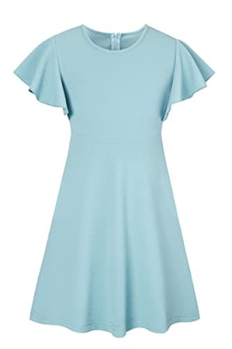 Image of SFreeBo Blue A Line Dress for Girls 5-6 Years - Casual Summer Dress With 2 Side Pockets - Little Kids Clothes