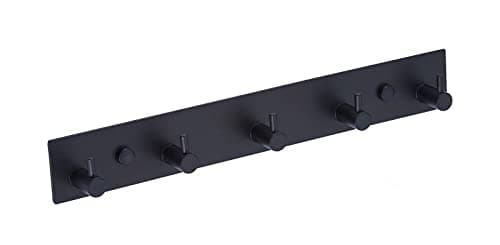 Image of QNIIAED Coat Hook Wall Mounted,Multipurpose Modern Stainless Steel Screw In Door Hook Metal Heavy Duty Coat Rack Row Of hook Hanger Towel Robe Clothes Hat Hook For Bathroom Bedroom(Matte Black 5 Hook)