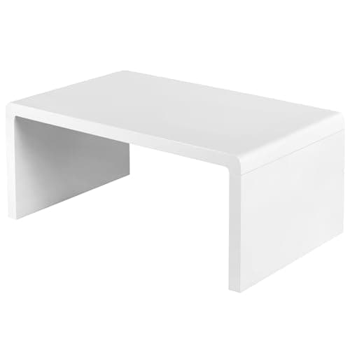 Image of Charles Jacobs White High Gloss Rectangular Coffee Table - Modern Home Minimalist Living Room - 100cm