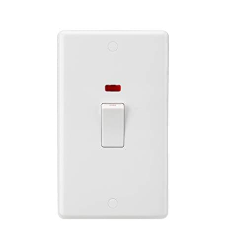 Image of Curved Edge 2 Gang DP Switch and Neon in White with White Rockers