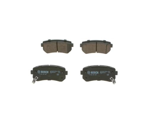 Image of Bosch BP1875 - Brake Pads Car Rear Axle - Bosch Quality - Reduced Noise and Dust - ECE-R90 Certified - Copper-Free - 1 Set of 4 Pads - With Accessories