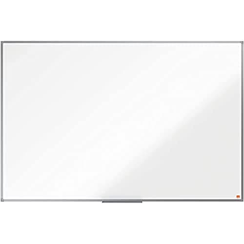Image of Nobo Steel Magnetic Whiteboard, 1500 x 1000mm, Aluminium Trim, Corner Wall Mounting, Includes Whiteboard Pen Tray, Essence Range, 150 x 100cm, White, 1905212