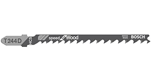 Image of Bosch 5x T 244 D Speed for Wood Jigsaw Blade (for Softwood, Chipboard, Length 100 mm, Professional Accessory Jigsaw)