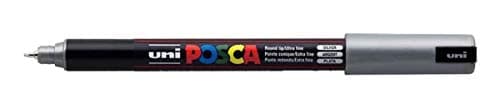Image of Posca PC-1MR Silver Colour Paint Marker Pens Ultra Fine 0.7mm Calibre Nib Tip Writes On Any Surface Glass Metal Plastic Fabric Stone Wood (Pack Of 1)