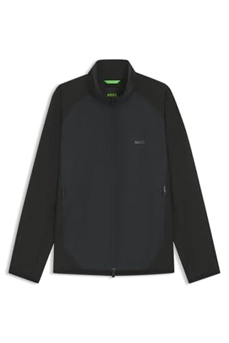 Image of BOSS Mens J Putt Water-Repellent Jacket in Super-Stretch poplin Black