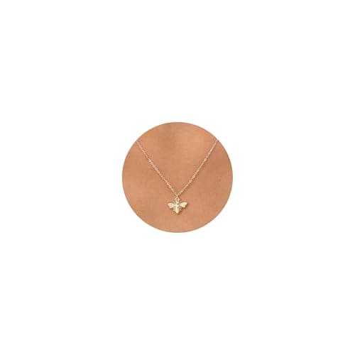 Image of KINHOPI Gold Necklaces for Women 14K Gold Plated Bee Pendant Necklace Dainty Trendy Jewellery Gifts for Women Girl