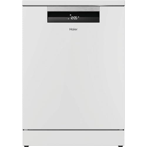 Image of Haier XF 5C7M0W-80 Freestanding Dishwasher, 15 Place Settings, White, C Energy Rated, Quiet & Efficient Cleaning, Full Size Family Dishwasher with Adjustable Racks and Multiple Wash Programmes