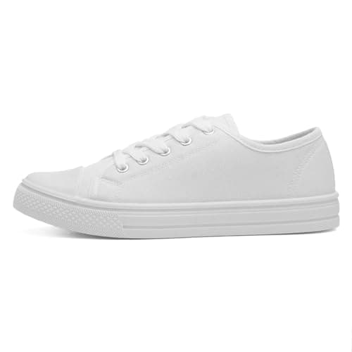 Image of Red Fish Women's White Lace Up Canvas Shoe - Size 6 UK - White