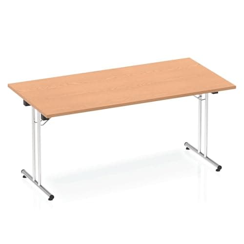Image of OPO Impulse Freestanding 1200/1600/1800mm Rectangular Table Folding Leg | Sturdy Build Weather & Heat Resistant Melamine Finish Meeting Table Oak 1600