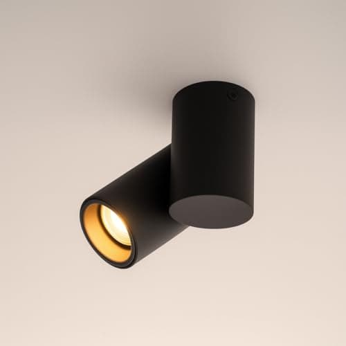 Image of CGC Lighting Indoor Ceiling Wall Spotlight GU10 Modern Adjustable Single Head (Black, Single Spot Light)