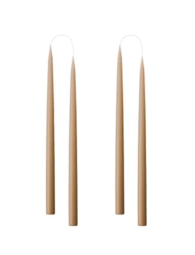 Image of Kunstindustrien® Tapered Candles, Made in Denmark, 42 Colours Available, Dripless & Smokeless Dinner Candles, Solid Candles Long Burning 15 Hours, Unscented Candle Gift Set, 4pcs. 2.2 x 35cm (Nougat)