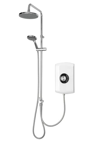 Image of Triton Showers GEAMDU91 Amore DuElec | Shower Electric | 9.5KW | White Gloss I Electrical Showers | with Showerhead and Anti Twist Hose | Rainfall Shower Head | for Bathrooms