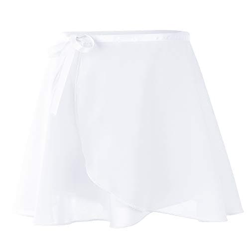 Image of Kefiyis Ballet Wrap Skirt - Chiffon Adjustable Ribbon Tie Dance Skirt for Girls and Women - White M