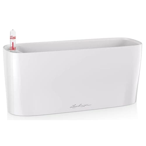 Image of LECHUZA Self Watering Plant Pots Indoor DELTA 10 Polypropylene Flower Window Box Small Herb Planter without Drainage Hole D35 H30 cm White High-Gloss