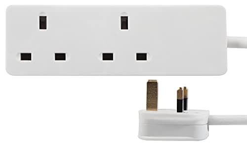 Image of PRO ELEC 2-Gang Extension Lead | 500mm Cable | 13A | UK Plug | White – PELB1403